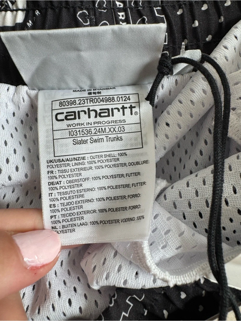 Carhartt WIP Slater Swim Trunks Heart Bandana Print Black NEW Mens S